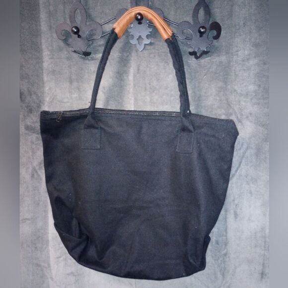 Shania Twain "Shania Now Tour" VIP Black Canvas Tote Bag Leather Handles EUC - Picture 2 of 11